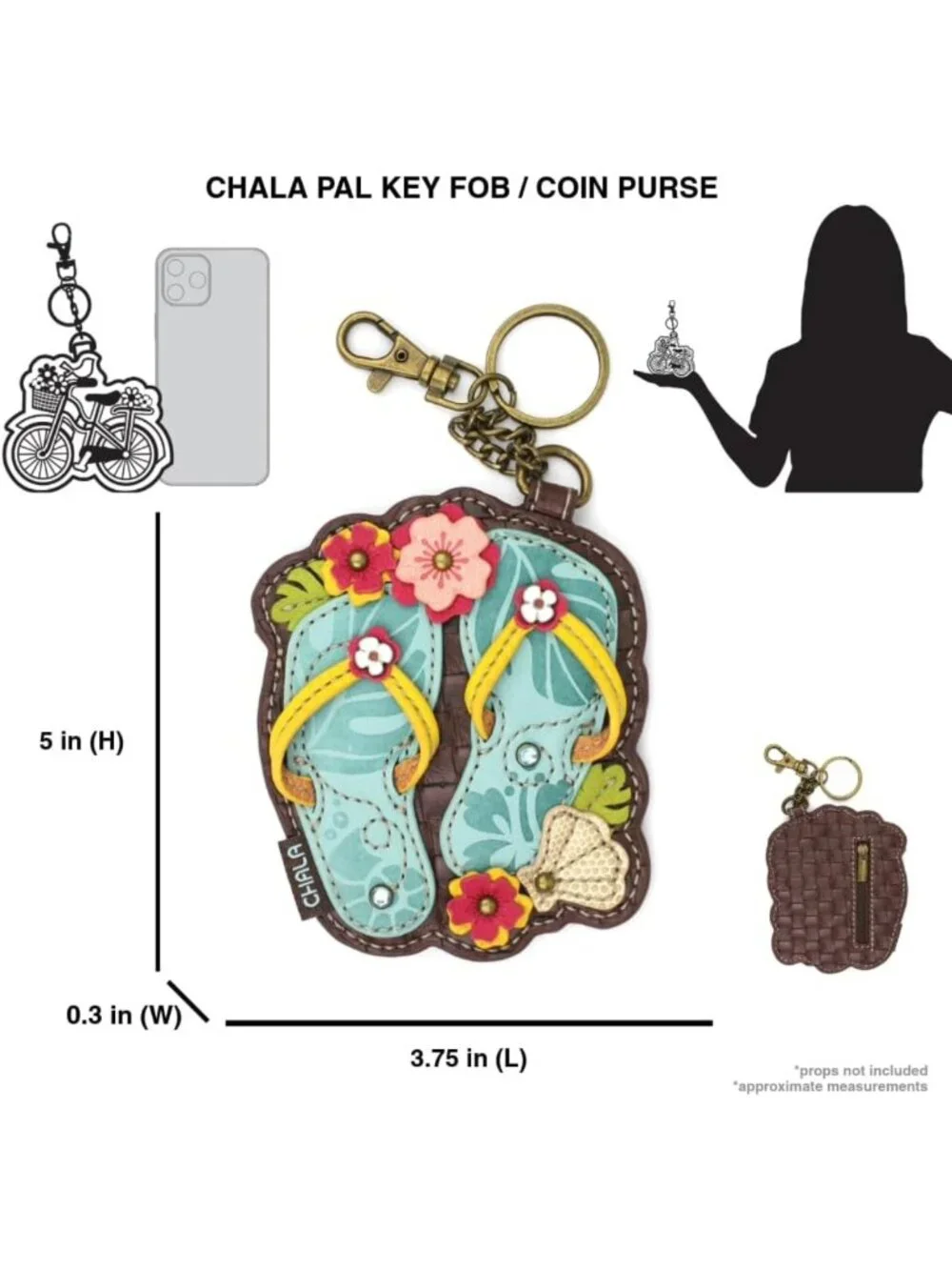 Colorful Women's Key Fob & Coin Purse - Fun Flip Flops Design, Cute Accessory